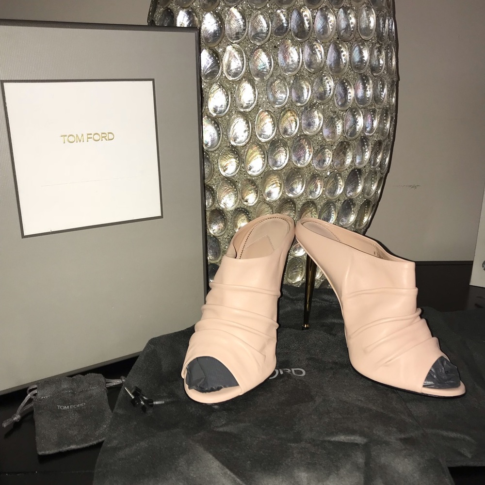 Tom Ford leather mule with signature gold heel